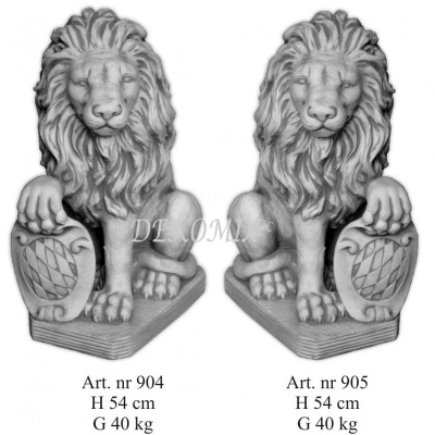 Asiatischer Löwe mit Wappen links mittelgroß