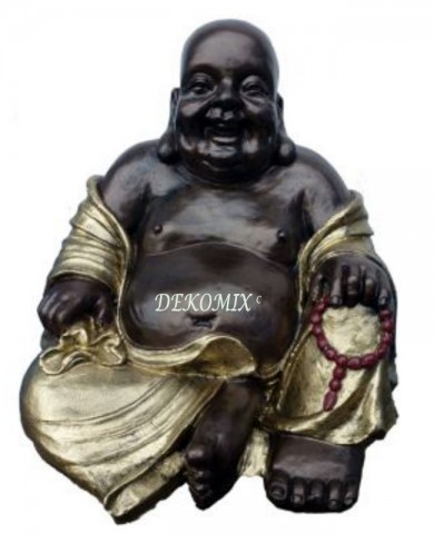 Glücksbuddha sitzend mit Gebetskette klein