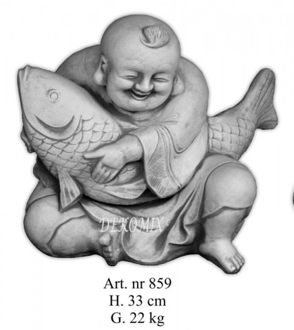 Glückliche Buddha mit Fisch
