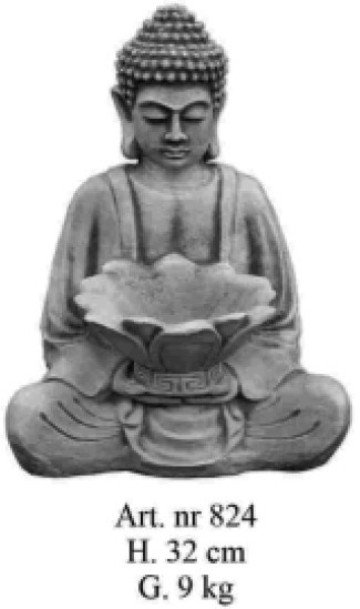 Buddha sitzend mit Blumenschalle klein