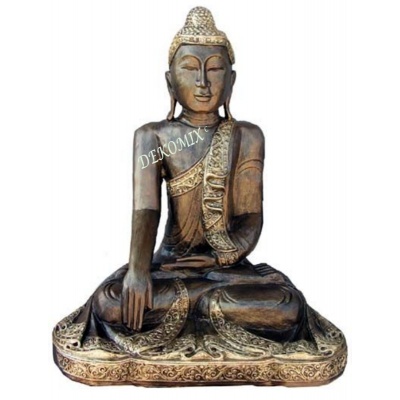 Thai Buddha sitzend auf Podest mittelgroß
