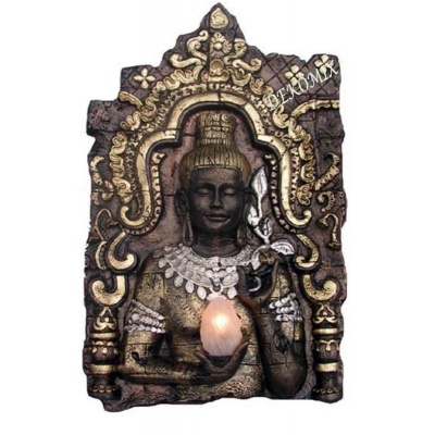 Buddha Flachrelief  mit Lampe