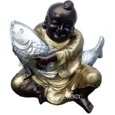 Glücksbuddha mit Fisch klein