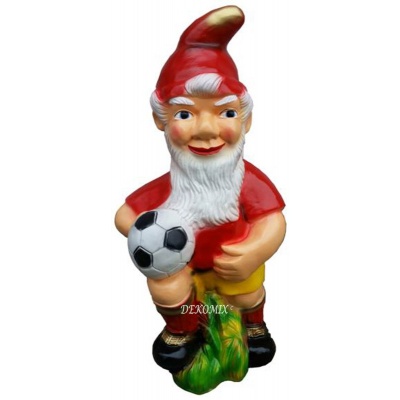 Gartenzwerg "Fußballer" mit Ball am Knie Zwerg Garten Dekoration Figur Kunstharz