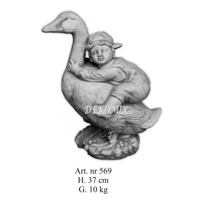 Junge auf der Gans klein